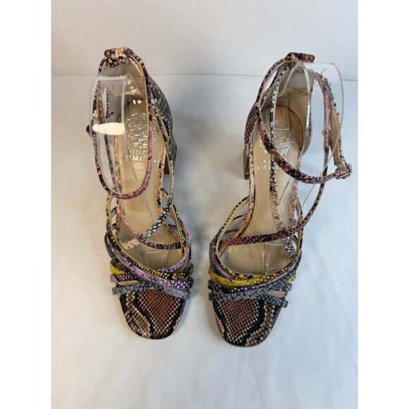 Vince Camuto Winivey Sandal Women Size 7.5 Multicolor Snake Print Chunky Heel - Picture 3 of 12